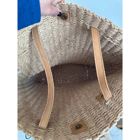 Boho Woven Pater Tote Bag Backpack with Leather Straps -One Size - Picture 5 of 7